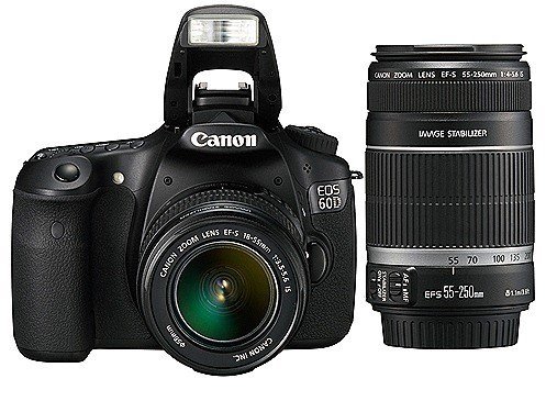 EOS 60D w EF-S 18-55mm FRT FLASH OPEN & EF-S 55-250mm